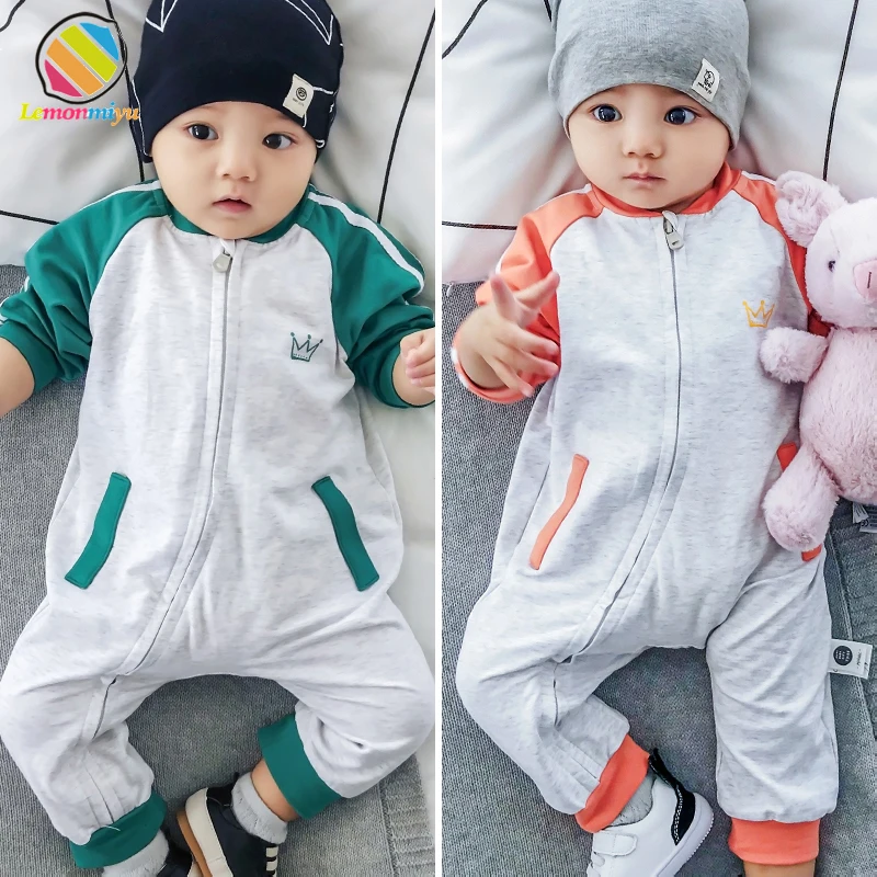 Lemonmiyu Infant Baby Boys Girls Clothes For Newborn Cartoon Letter Rompers Unisex Casual Spring Autumn Children Jumpsuits