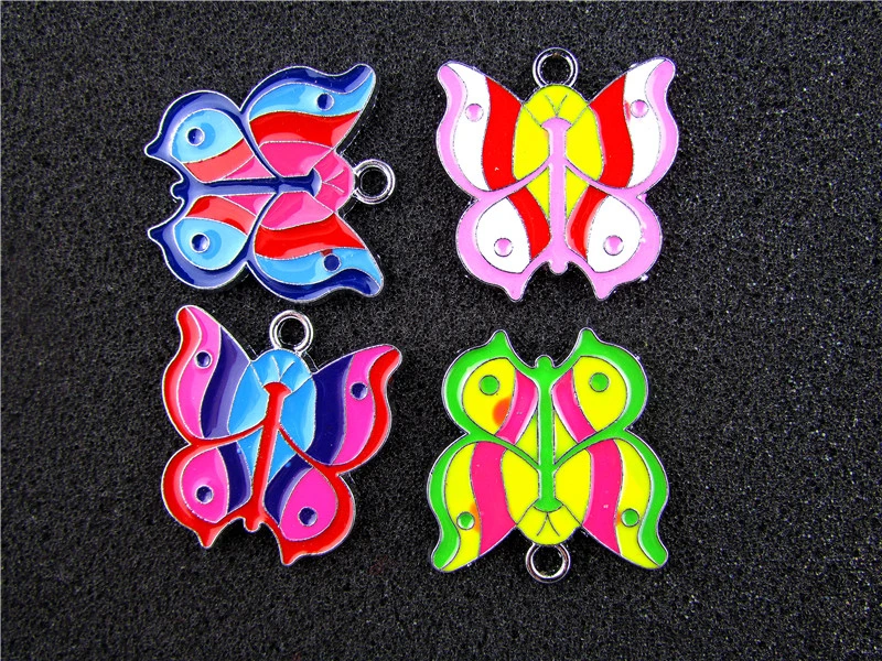 

AE603 Mix Color 20Pcs Alloy Metal Enamel Butterfly Charms Pendants 27x26mm