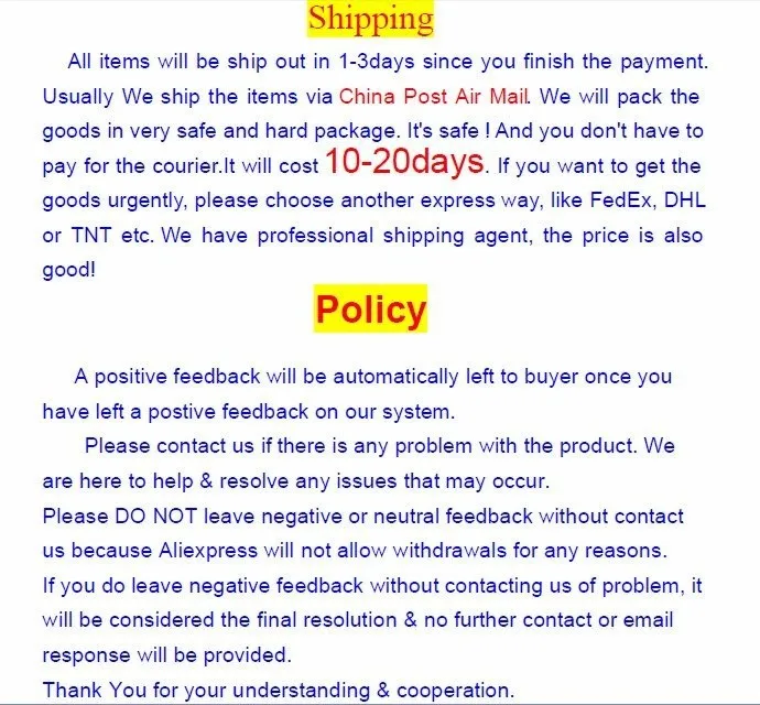 shipping&feedback