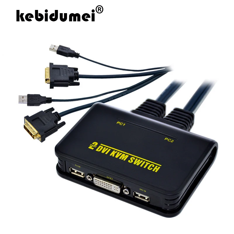 kebidumei Promotion !!! Black USB DVI Switch 2 Port USB