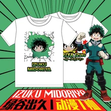 Футболка с героями мультфильма «Мой герой», «мидория изуку», «унисекс», летняя хлопковая футболка с короткими рукавами, футболки, топы, красивые узоры, цвет белый