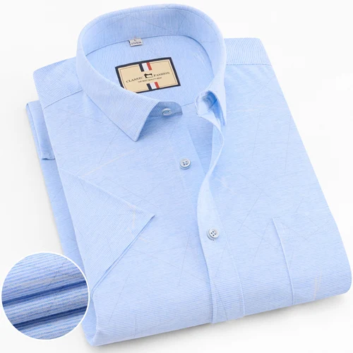 Мужские повседневные клетчатые стандартные рубашки с принтом Премиум летние тонкие мягкие рубашки с коротким рукавом на пуговицах - Цвет: D5019-75