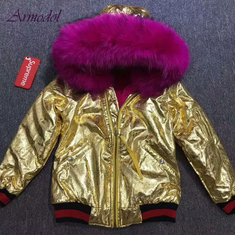 2017 Winter Nieuwe Ontwerp Golden Bomberjack Leer Stof Waterdicht Bont Jas Rose Rood Bont Linner 2017 Winter Nieuwe Ontwerp Golden Bomberjack Leer Stof Waterdicht Bont Jas Rose Rood Bont Linner