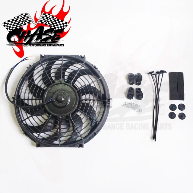 Ventilateur de refroidissement de moteur électrique, 12V, 80W, universel,  pour voiture, radiateur d'huile, avec Kits de montage - AliExpress