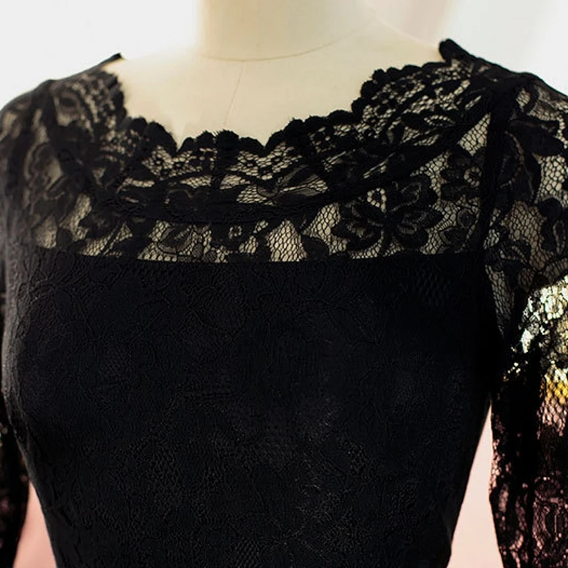 Короткие кружевные коктейльные платья с длинными рукавами для женщин, вечерние платья для выпускного вечера, маленькое черное платье jurk vestidos de coctel renda