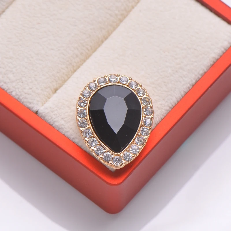 

(L0840) free shipping 16 pcs/lot, metal rhinestone button, rose gold plating,black acrylic beads,flat back