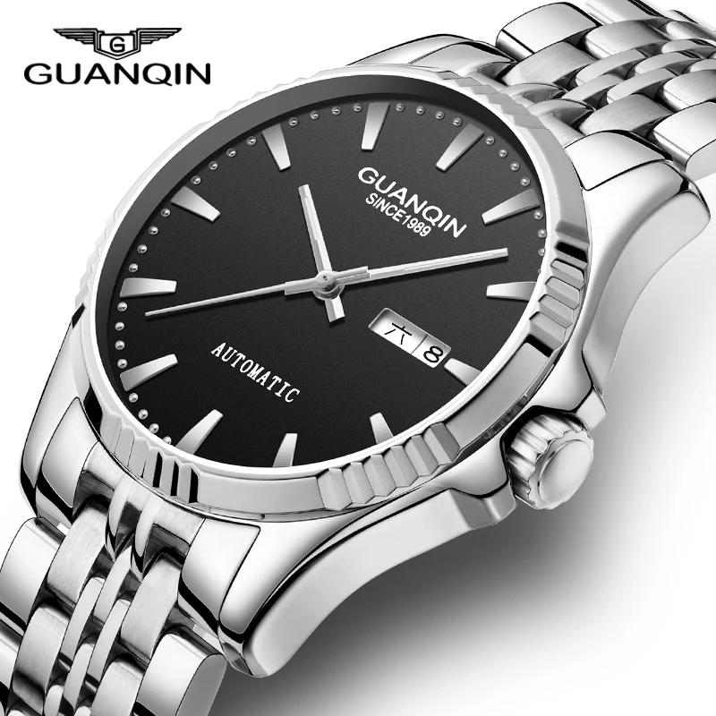 

GUANQIN Watch men Automatic Mechanical Business gold men's watches top brand luxury Sapphire waterproof watch Relogio Masculino