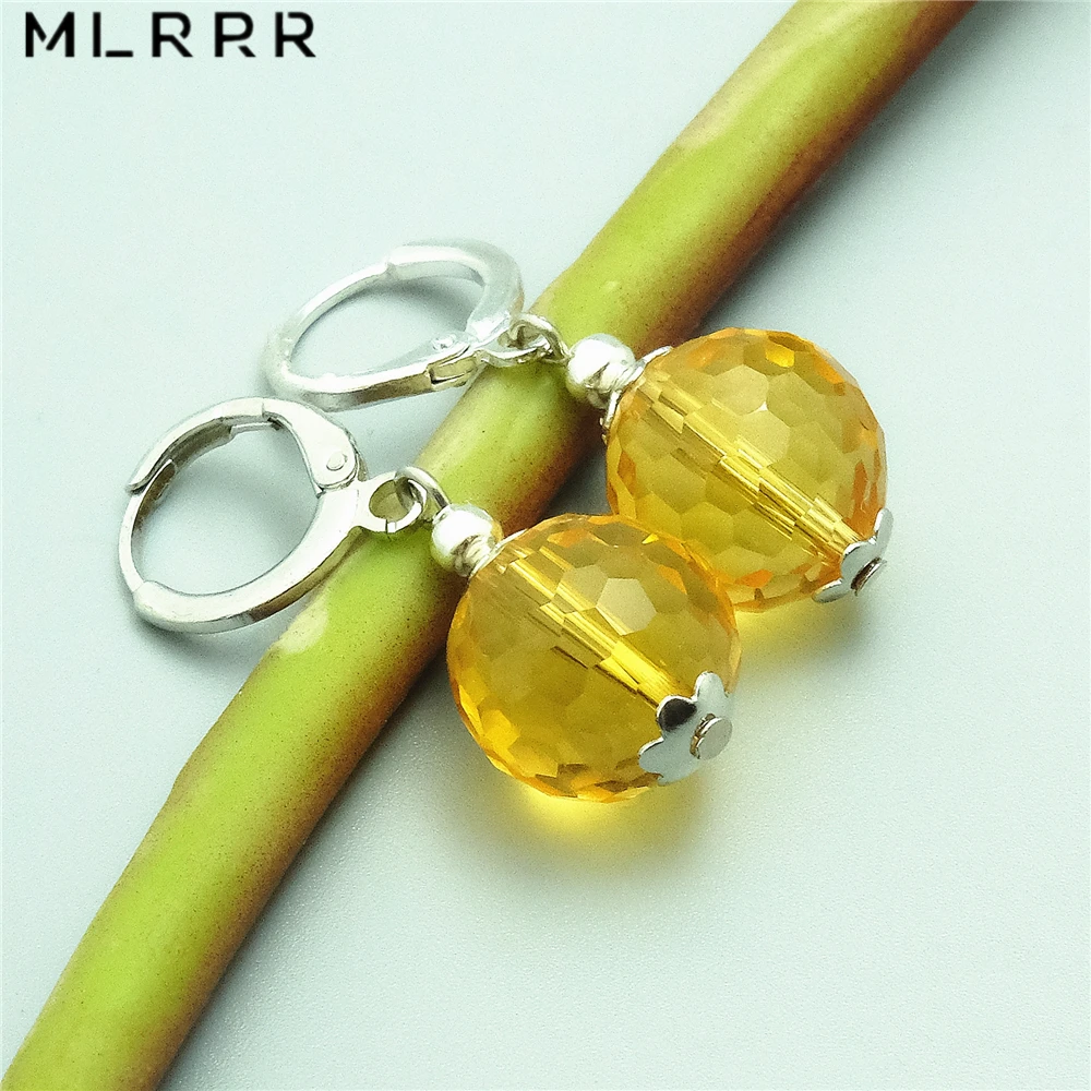 

Vintage Classic Natural Stone Jewelry High Quality Simple Yellow Citrines Crystals Pendant Drop Earrings for Women