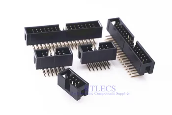 

50 pcs 2.54 mm Box header DIP 6 8 10 12 14 16 18 20 24 26 30 40 44 50 60 64 Pin Shrouded Male Through Holes Angle IDC Socket IPC