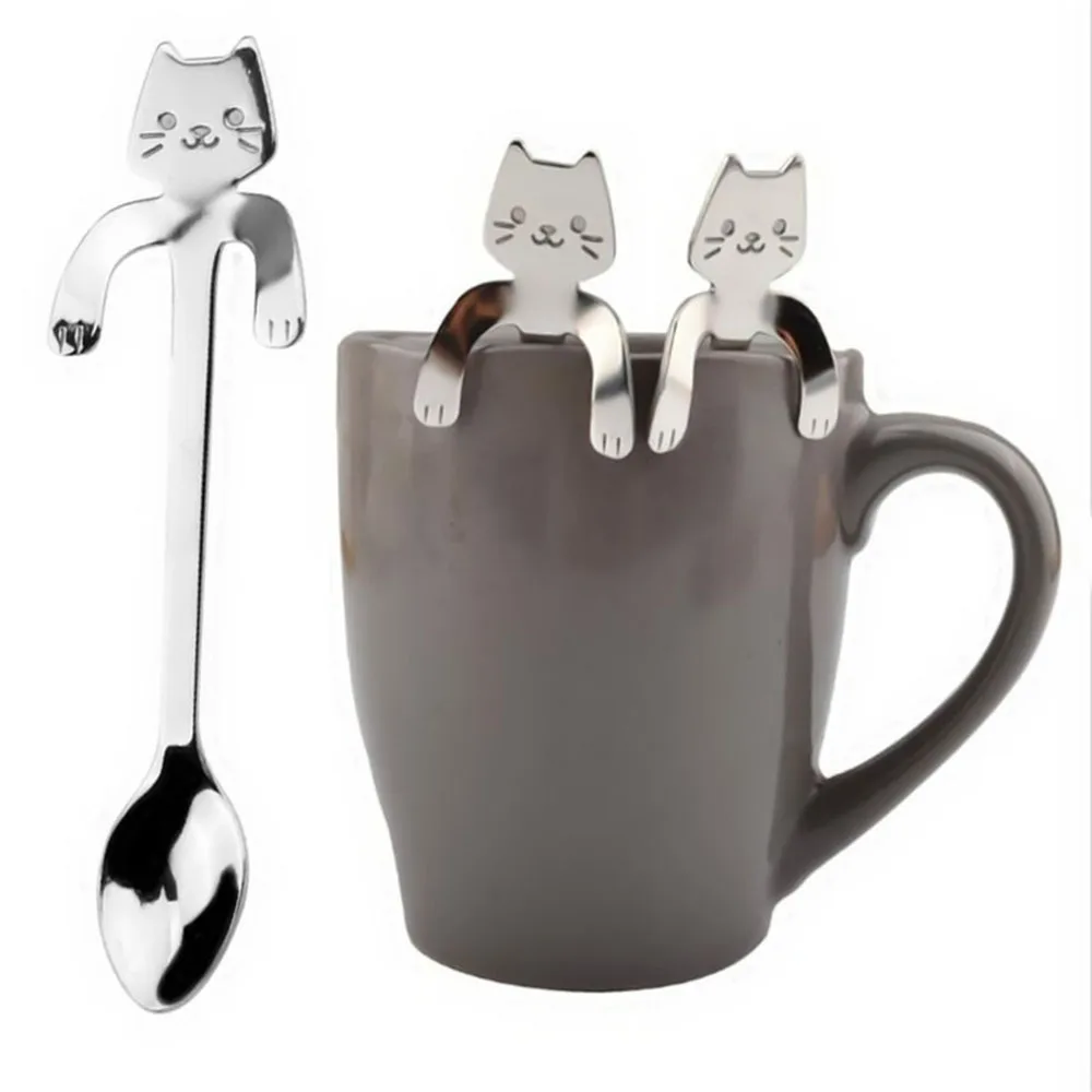 One Piece Cute Cat Pattern Flatware Long Handle Spoon