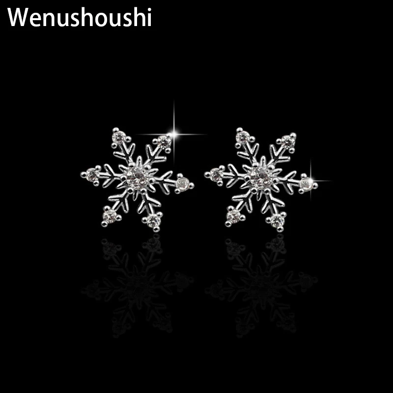 Женские серьги-пусеты WENUSHOUSHI гипоаллергенные со стразами подарочные украшения