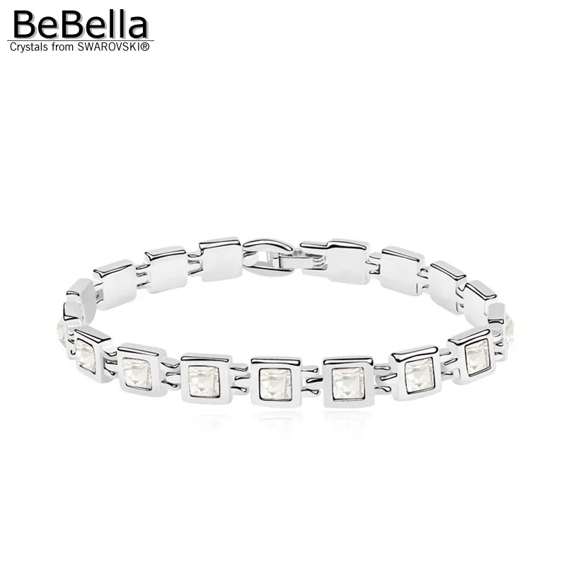 Браслет BeBella с квадратными кристаллами и элементами Swarovski | Украшения аксессуары