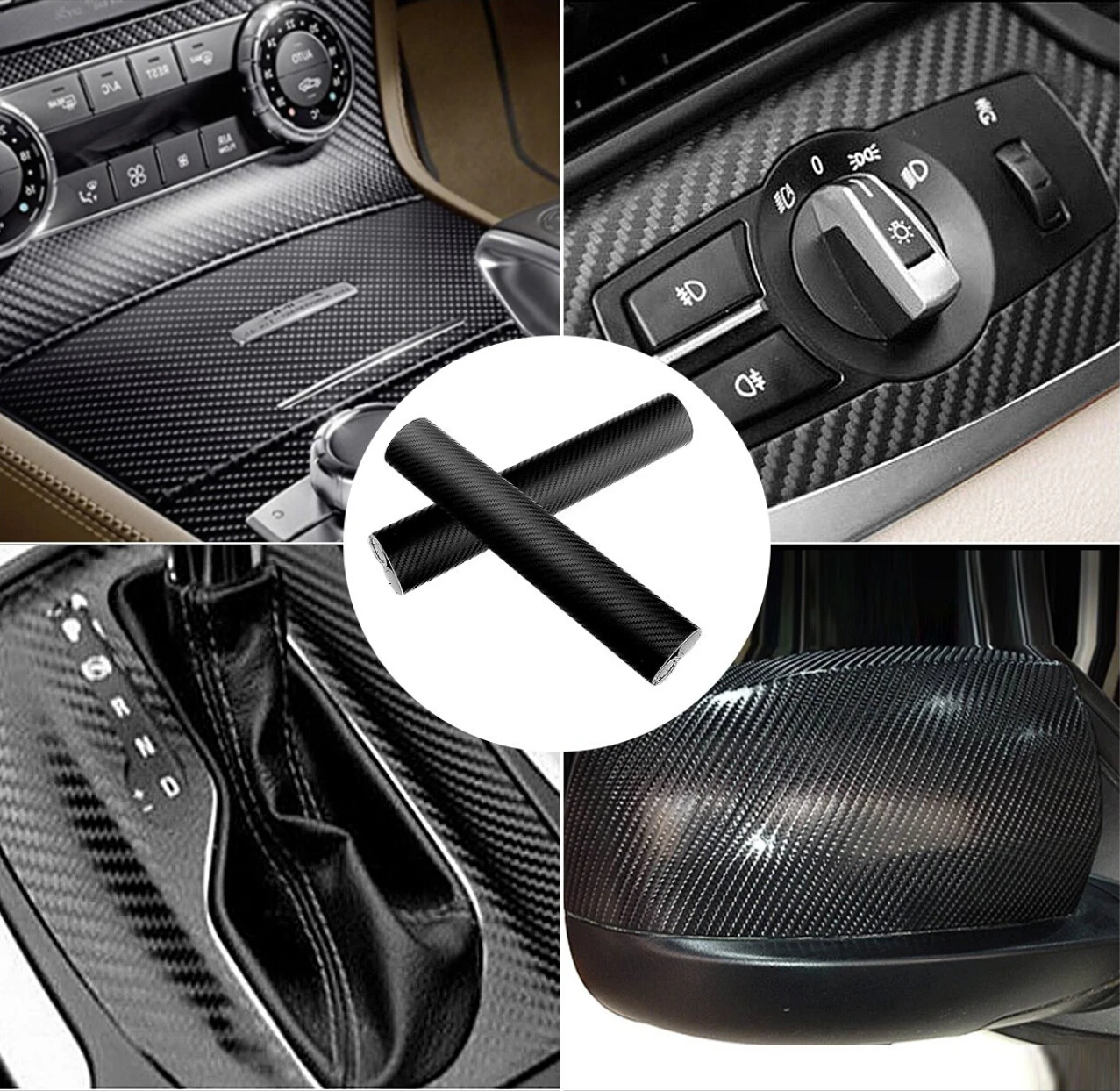 Carbon Fiber Car Interior Door Handle Bowl Cover Trim Fit For Mazda  CX-3/5/8/9