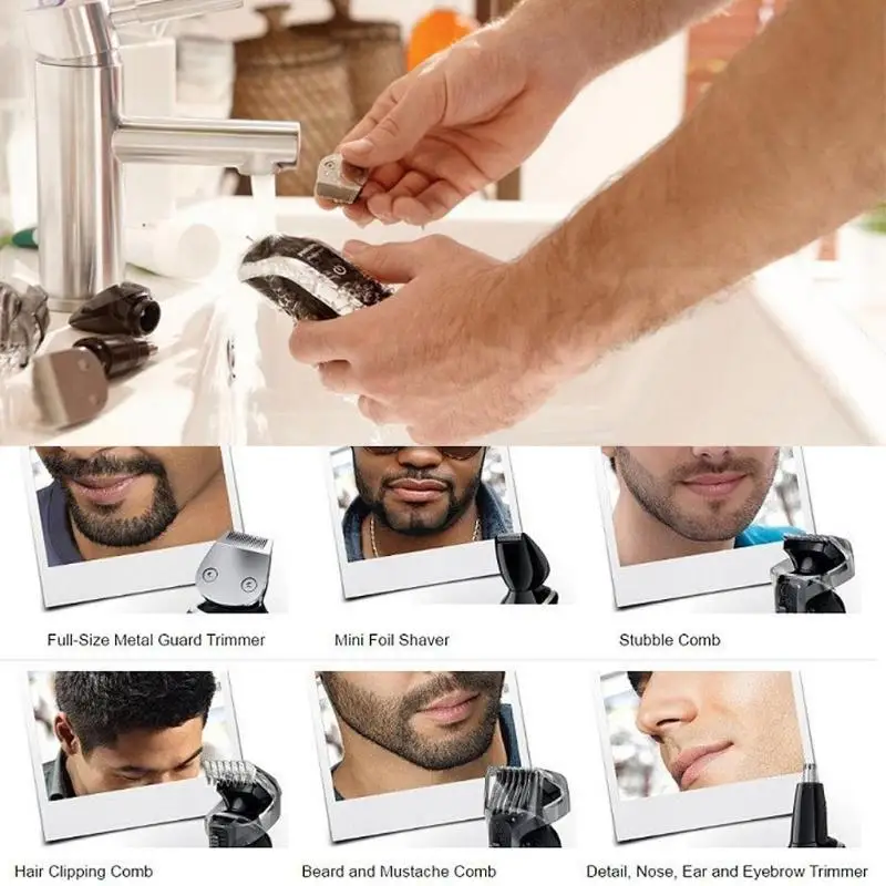 KM-1832 Waterproof Electric hair clipper shaver beard trimmer nose hair rechargeable cutting haircut kit men face care