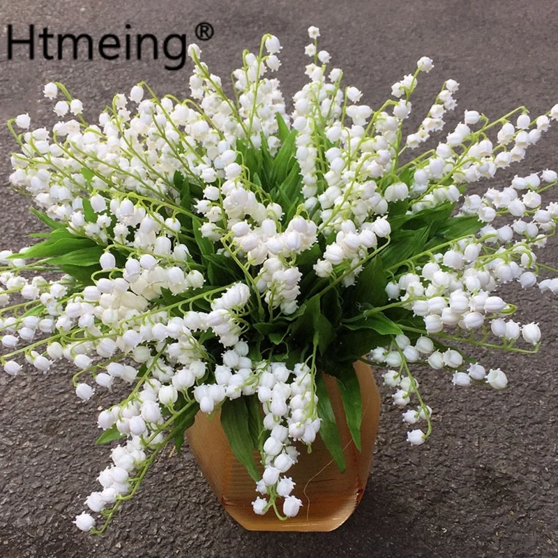 Us 6 31 21 Off Artificial Lily Of The Valley Flowers Bush White Campanula Flowers Home Garden Wedding Party Indoor Out Door Garden Decoration In