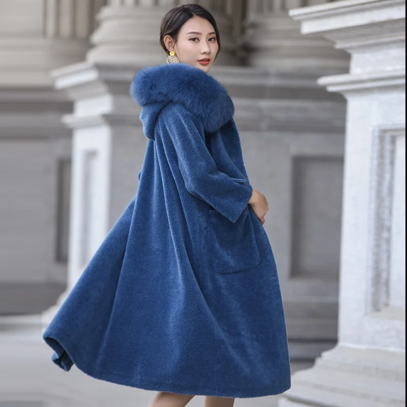 

Real Fur Coat Real Fox Fur Collar 100% Wool Coats Winter Jacket Women Clothes 2019 Sheep Shearling Fur Coats Abrigo Mujer 812003