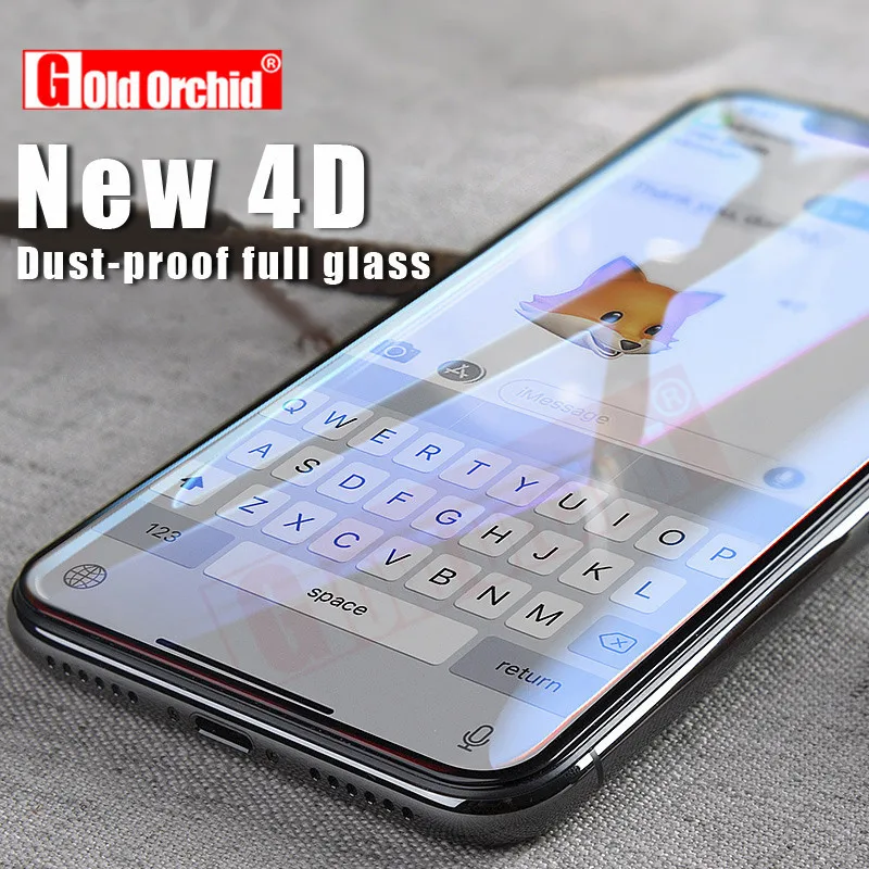 Золотая Орхидея 4D полное покрытие Край Закаленное стекло для iPhone 7 8 Plus Защита