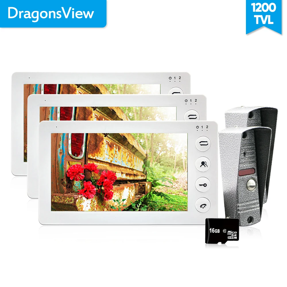 Dragonsvie 7 Inch Video Intercom For private House Video Door Phone White Color 1200TVL Motion Detection Recording SD Card 16GB Dragonsvie 7 Inch Video Intercom For private House Video Door Phone White Color 1200TVL Motion Detection Recording SD Card 16GB