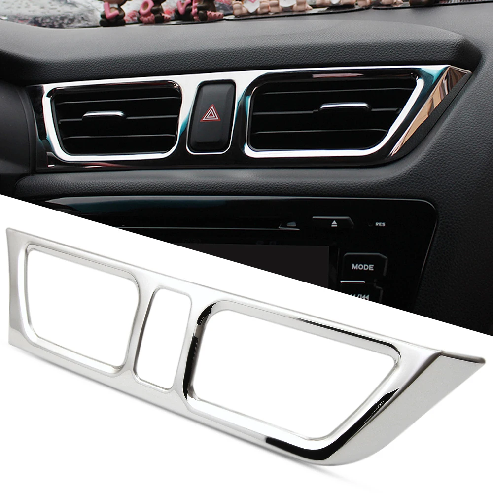 

Car styling Stainless Steel Center console Air vent Trim sticker Covers case For KIA K2 Rio 3 2011-2016 Auto Accessories