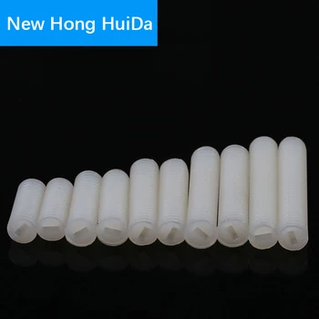 

M3 M4 M5 M6 M8 White Nylon Set Grub Screw Plastic Thread Flat Head Metric Headless Slotted Bolt