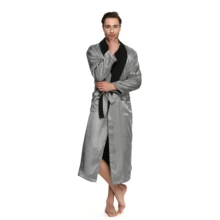 Lavenderi мужской Полиэстер Сатин флисовая подкладка банный халат Атласный халат мужской