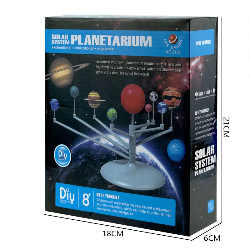 Новая Модель Планетария с солнечной системой Nine Planetarium, Набор для творчества, солнечная игрушка, набор для обучения детей, развивающие игрушки DIY - Цвет: Solar kit