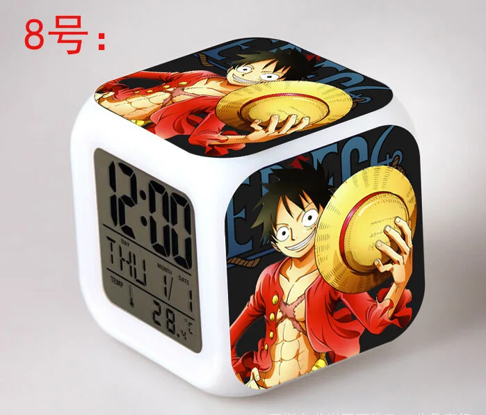 

2016 Wholesale Japan Cartoon ONE PIECE LED 7 Color Flash Digital Alarm Clock Kids Night Light Clock reloj despertador