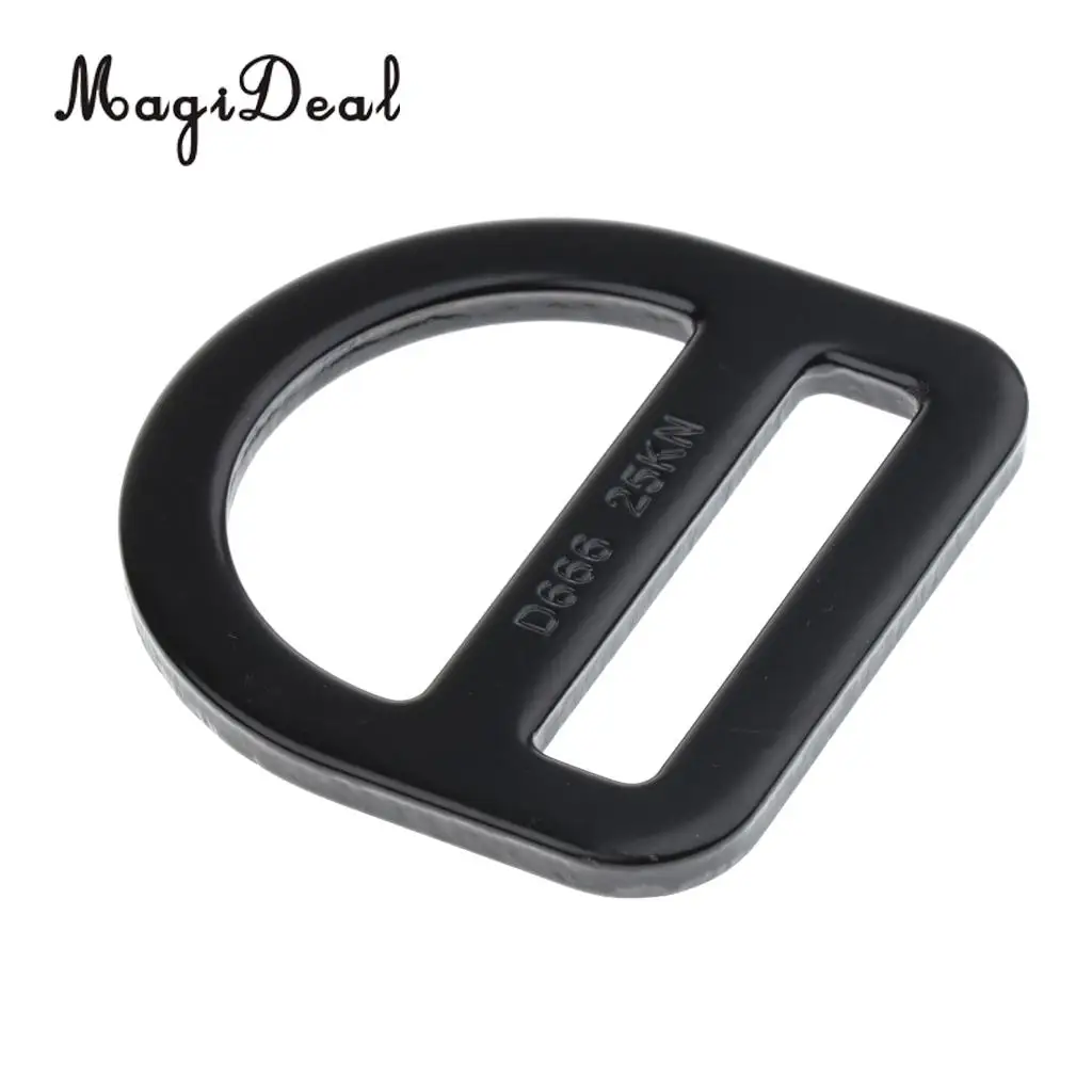MagiDeal Outdoor Slotted D Ring Belt Strap Buckle Hook for 45mm Strap Outdoor Climbing Mountaineering Arborist