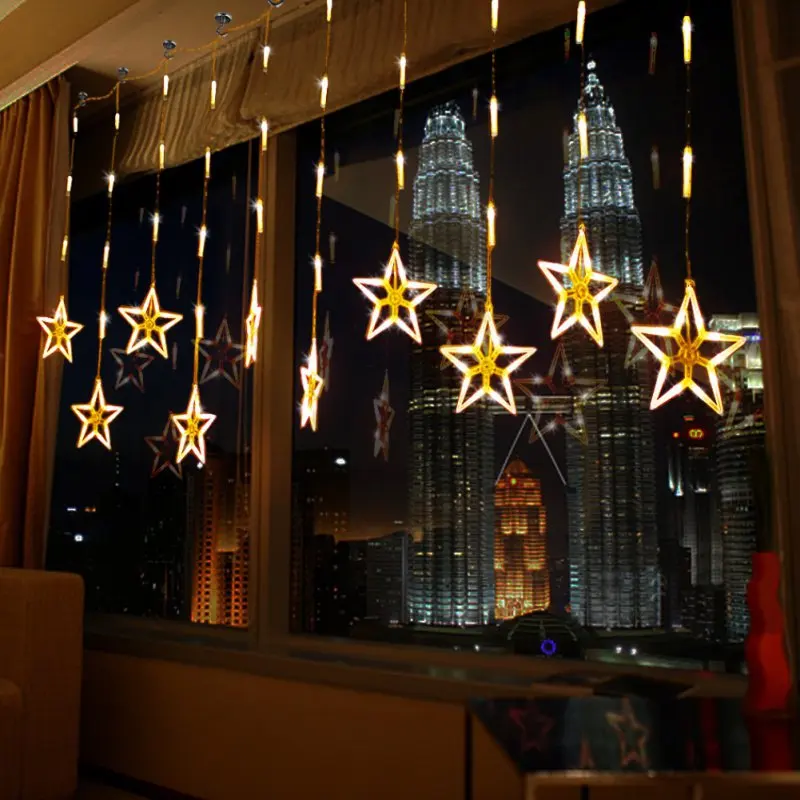 

12 Twinkling Stars Christmas Fairy String Lights Window Display 162 LED Xmas Gifts Curtain Lights Christmas Day Ambient Lights