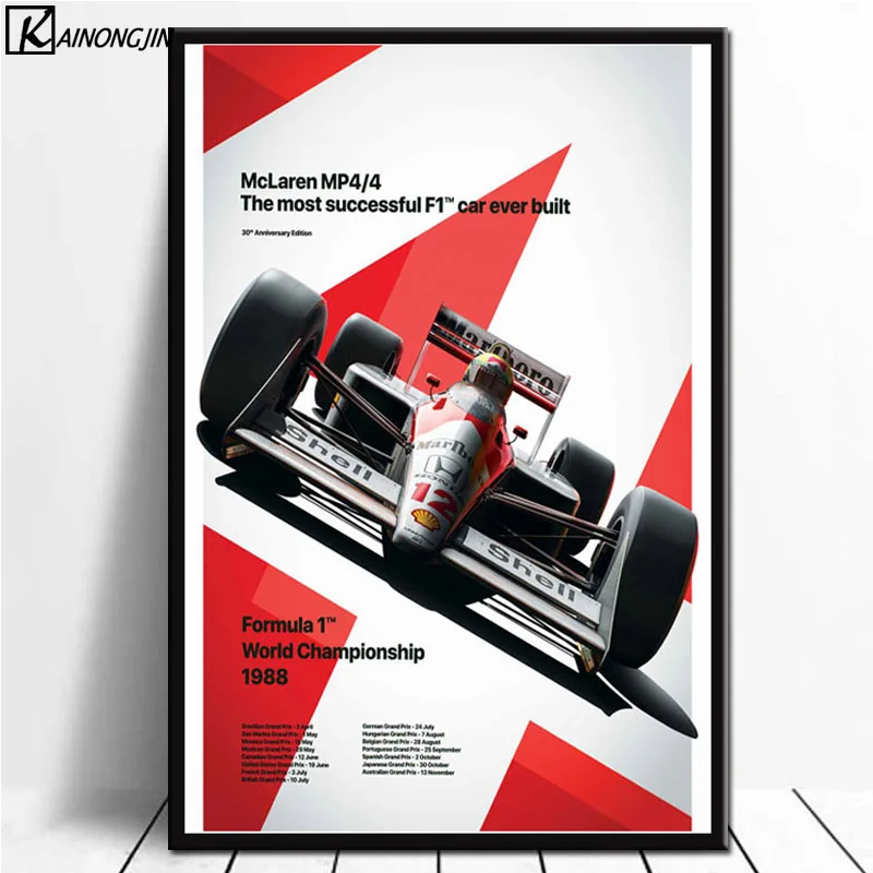 Плакаты и принты Айртон Сенна плакат F1 формула гоночного автомобиля Картина на