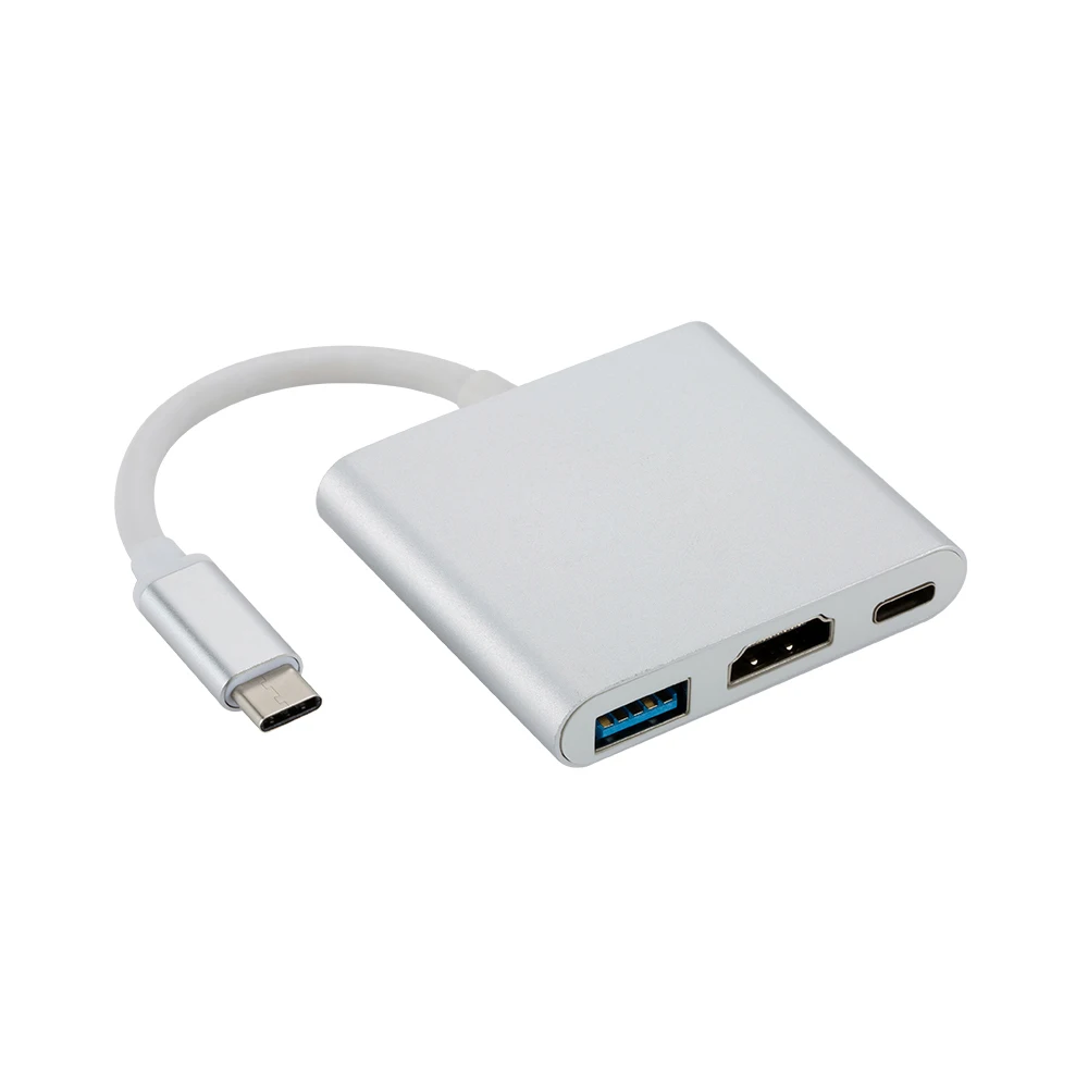 USB-C usb адаптер цифровой AV многопортовый адаптер type C к HDMI USB 3,0 кабель для зарядки адаптер USB-C 3,1 конвертер для Macbook - Цвет: Silver converter