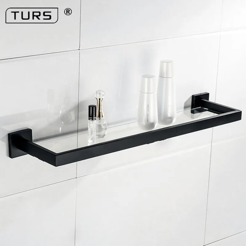 Черная матовая SUS 304 стеклянная полка для туалета из нержавеющей стали, твердая квадратная 55 см длина, один полотенцесушитель, аксессуары для ванной комнаты
