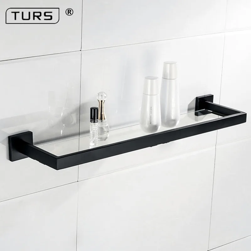 Black Matte SUS 304 Stainless Steel Glass Toilet Shelf ...