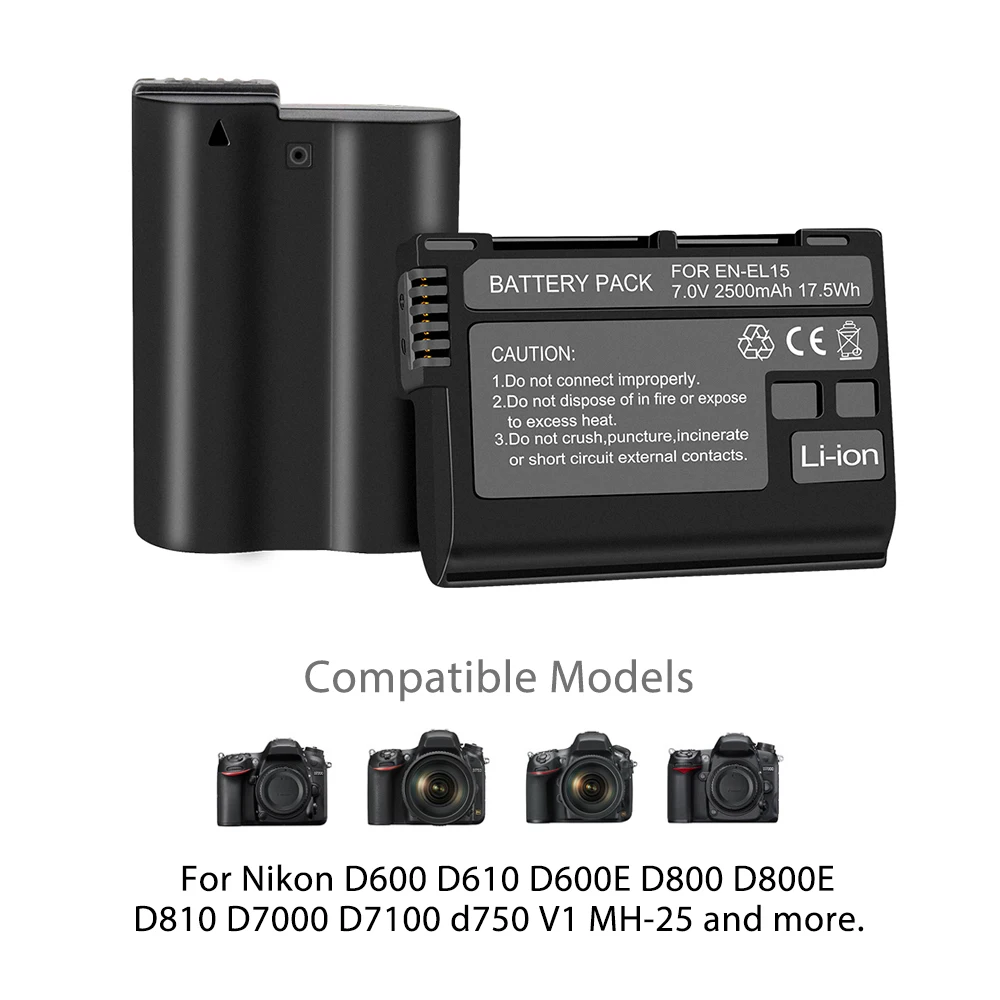 2 шт. EN-EL15 RU EL15 ENEL15 EL15A Батарейки+ ЖК-дисплей Dual USB Зарядное устройство для Nikon D600 D610 D600E D800 D800E D810 D7000 D7100 d750 V1