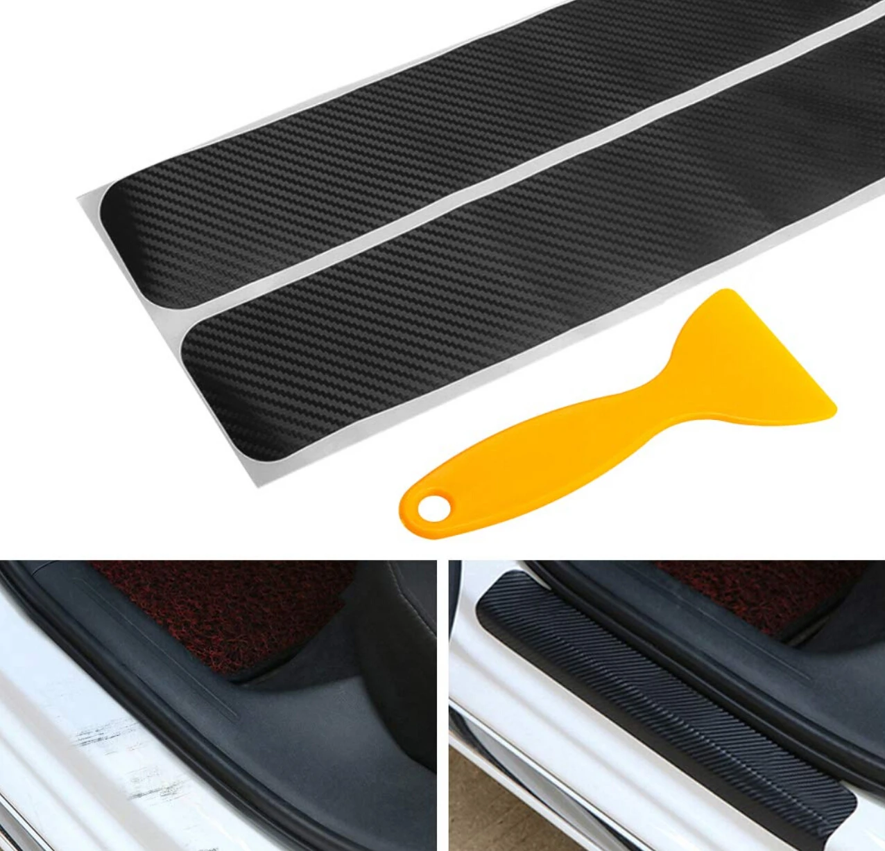 

Car Styling Auto Carbon Fiber Door Sill Scuff Anti-Scratch Sticker for Toyota corolla rav4 camry prius hilux avensis accessories