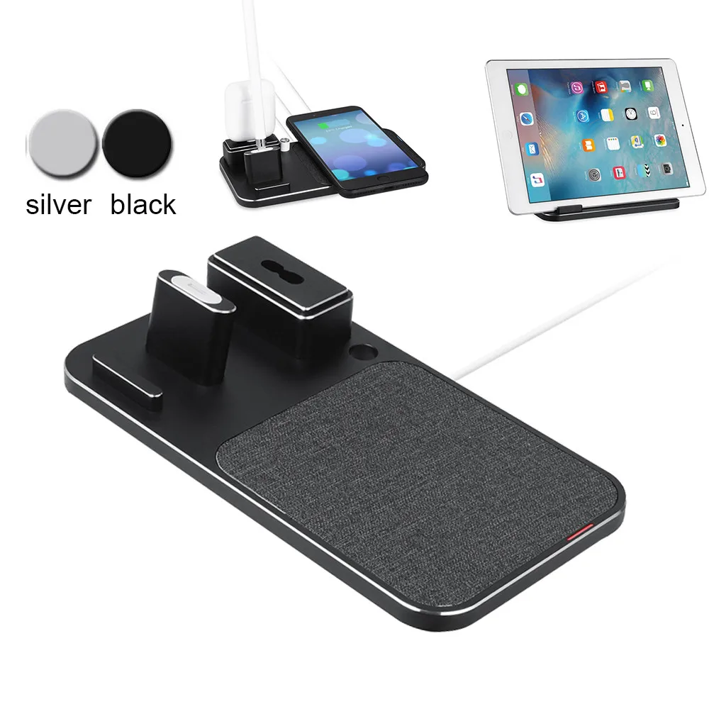

New Fast Wireless Charger 4 in 1 Charging Stand Qi Fast Wireless Charger Stand Charging Dock for iPhone x/Apple Pencil /AirPods