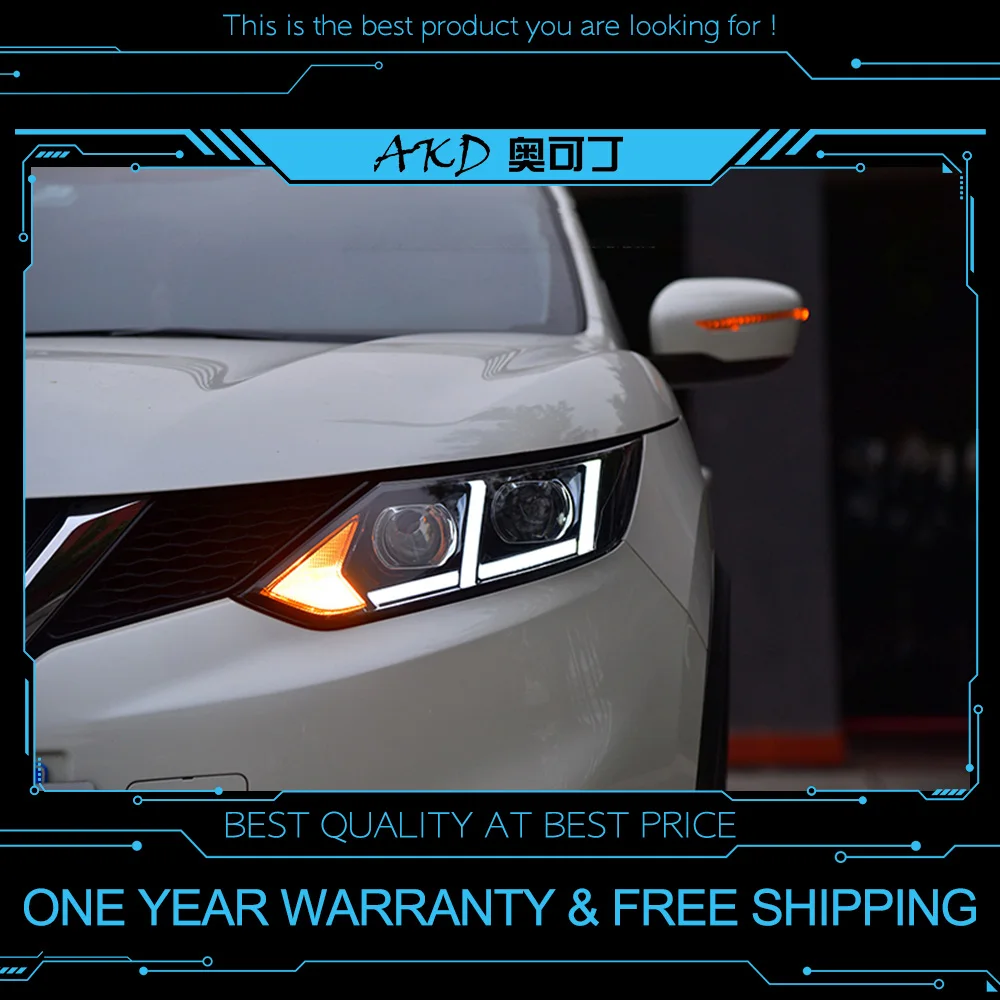 

AKD tuning cars Headlight For Nissan Qashqai 2016-2017 Headlights LED DRL Running lights Bi-Xenon Beam Fog lights angel eyes