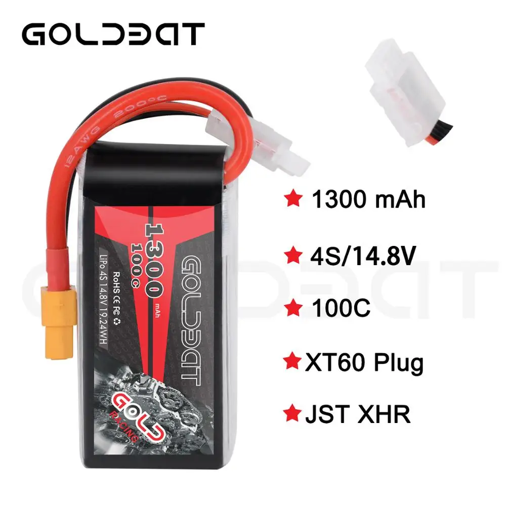 2 шт. GOLDBAT 1300 мАч Lipo батарея для fpv Lipo 4S 100C 14,8 в софткейс с XT60 разъем для Heli самолет БПЛА Дрон FPV RACING