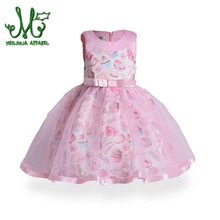 Милое розовое платье для девочек с изображением мороженого, милое платье принцессы без рукавов с цветочным рисунком для девочек, детское платье с цветочным рисунком для детей 2, 3, 5, 6, 8, 10 лет