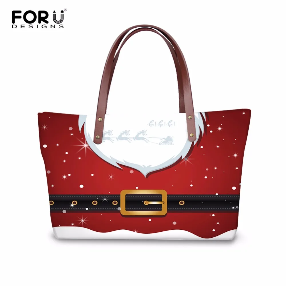 

FORUDESIGNS Christmas Dog Handbags Women Bag Bolsa Feminina Sac a Main Bolsos Santa Claus Tote Girls Ladies Shoulder Bag Baobao