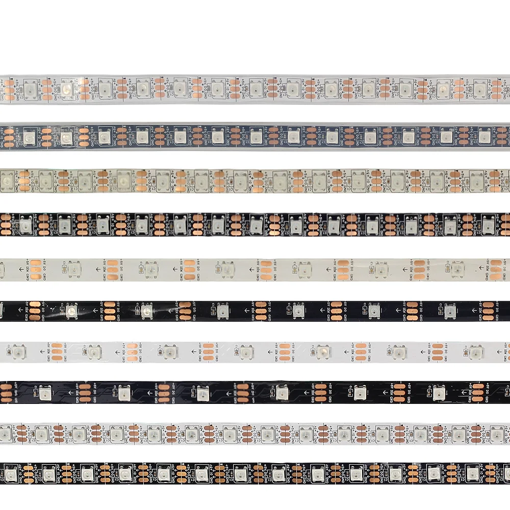 WS2812 IC Светодиодные ленты 5050 RGB 30/60/144 пикселей Мечта Цвет умный светодиодный пиксель полосы WS2812B черный/белый печатных плат, IP30/IP65/IP67 DC5V