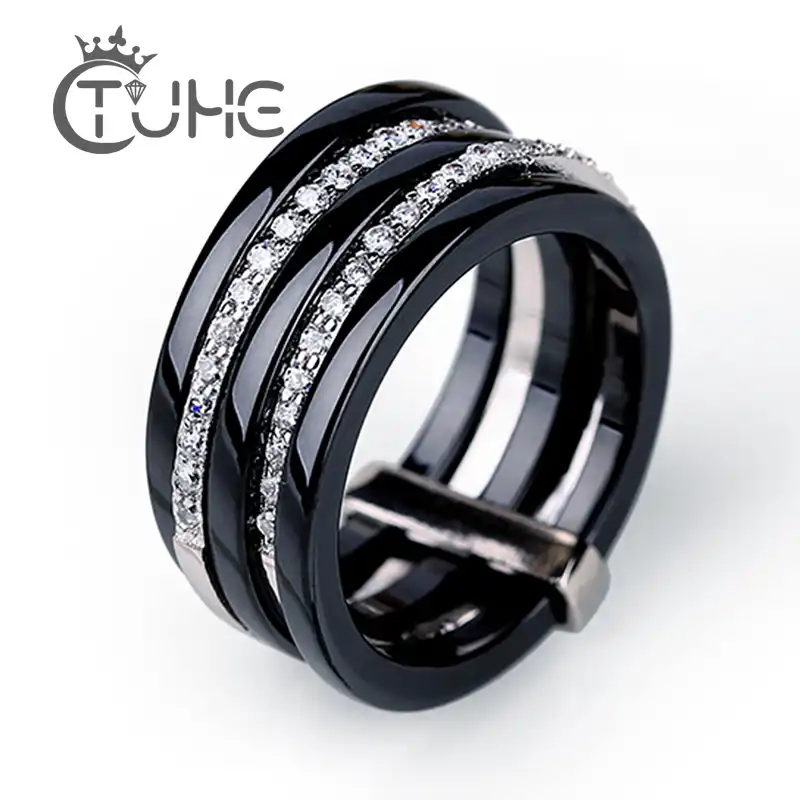 New Arrival Width Ceramic Rings For Women Crystal Fashion Jewelry
