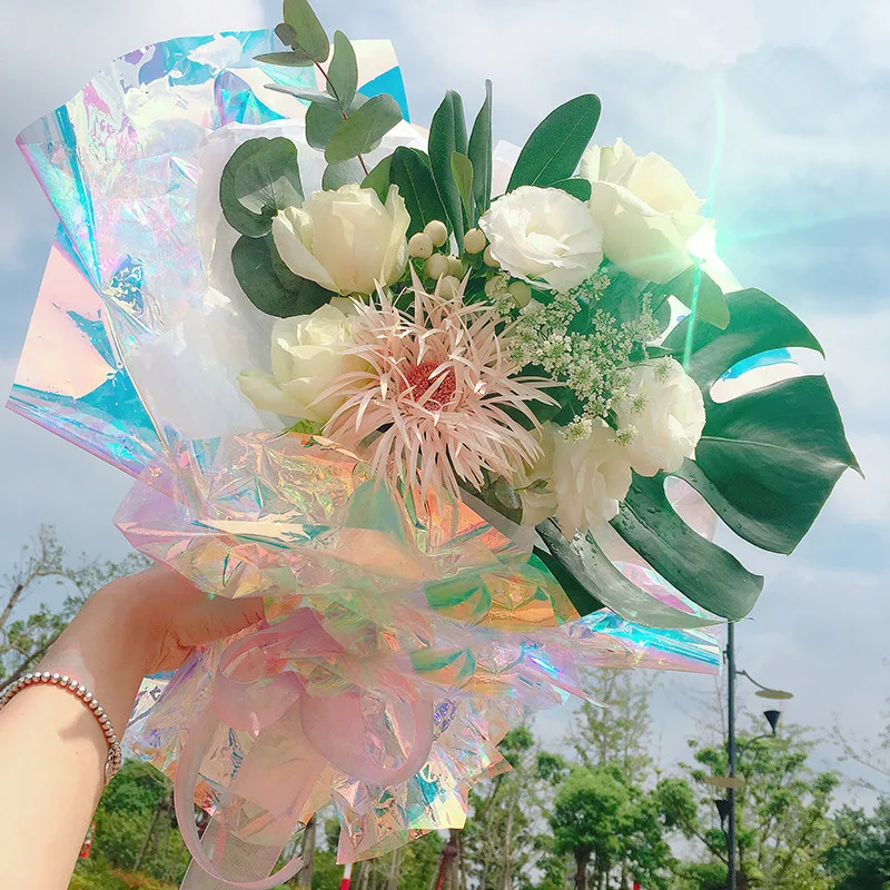 

Colorful Rainbow Effect Flower Wrapping Film Cellophane Papaer for Flower Bouquet Wrapping