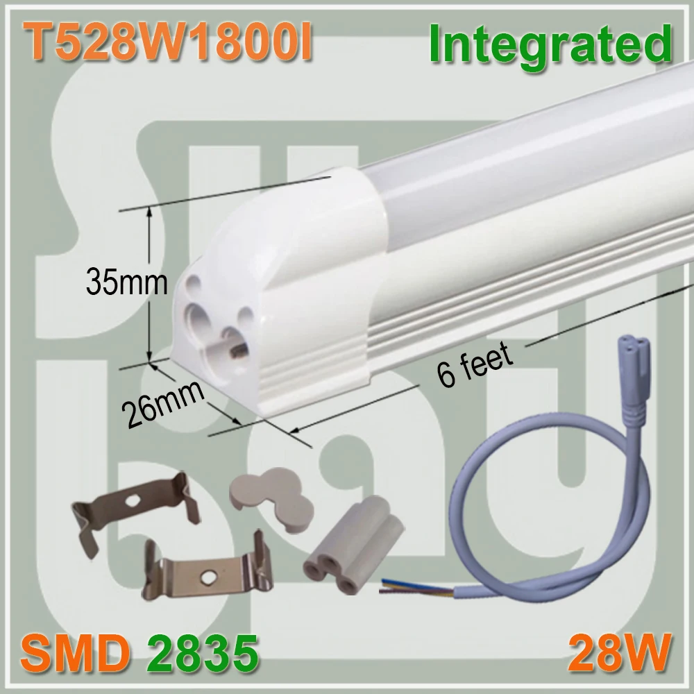 

Free Shipping LED Integrated T5 Bulbs 6FT 28W With Clips And Wires For Light Tube Lamp