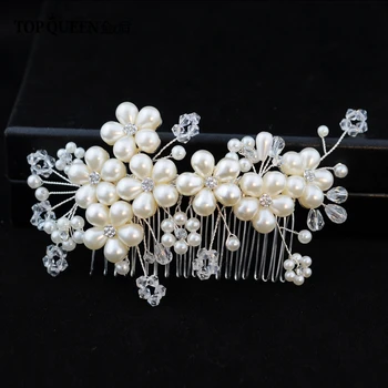 

TOPQUEEN Silver Crystal Bridal Hair Pins Wholesale Hair Pins Comb Wedding Tiara Bride Vintage Pearl Tiara Pearl Hair Vine HP05