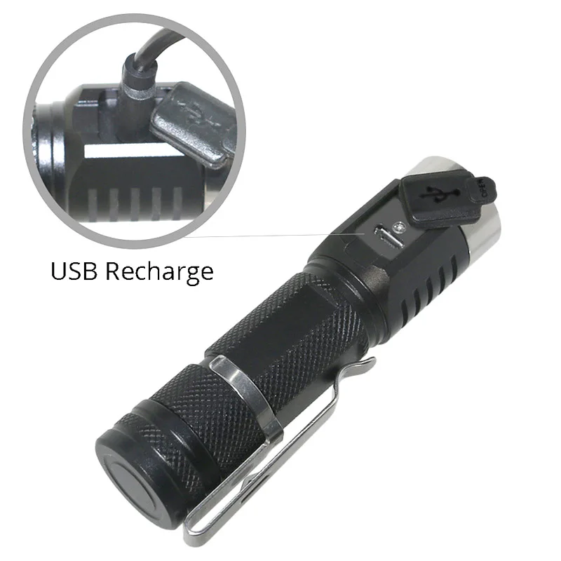 Flashlight Mini USB CREE XML2 LED 850LM 5 mode Torch Stainless Steel Clip Pocket Lamp with 3400mah trustfire 18650 battery NE03 Flashlight Mini USB CREE XML2 LED 850LM 5 mode Torch Stainless Steel Clip Pocket Lamp with 3400mah trustfire 18650 battery NE03