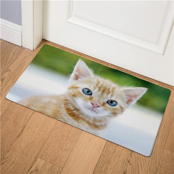 Милый животный Кот передняя дверь коврик для кухни гостиная прихожая вход в ванную комнату Придверный коврик нескользящий коврик 46x75 см - Цвет: 17