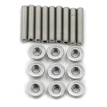 

9 piece Automobiles Header Head Stud Bolts Kit Screws For Honda Acura B D H F b18 GSR SI Series Stainless Steel