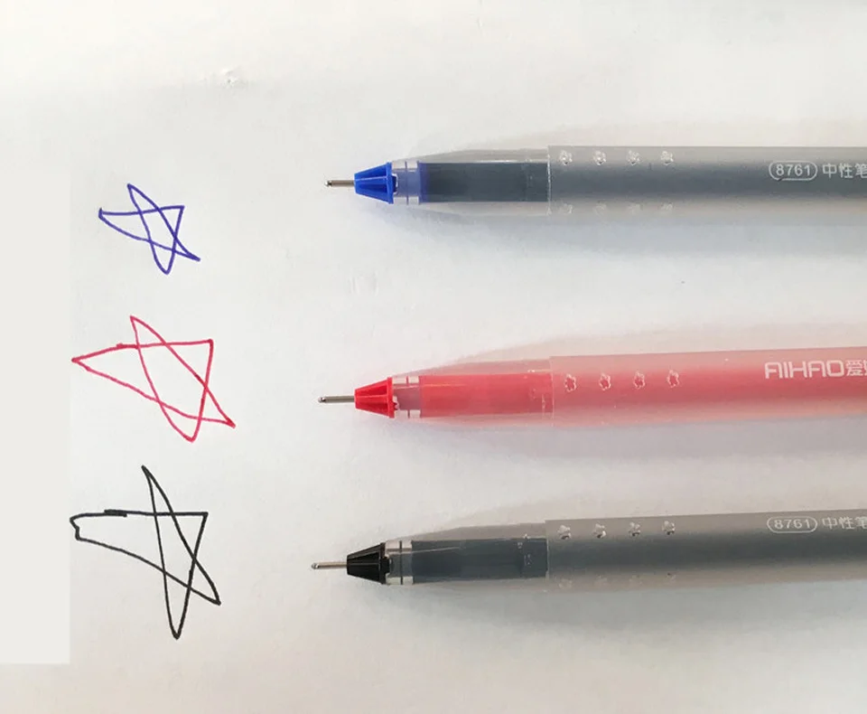 12 шт. основная линейка Шариковая ручка для письма подписи 0,5 мм шариковая 3 цвета гелевые чернила ручки Офисные инструменты школьные принадлежности