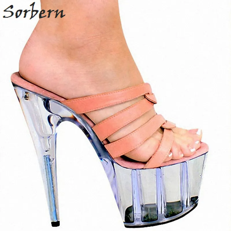 

Sorbern Orange Outdoor Slipper Open Toe Colorful Strap Ladies Shoes Slides Women Summer Slippers Extreme High Heels Slip Ons